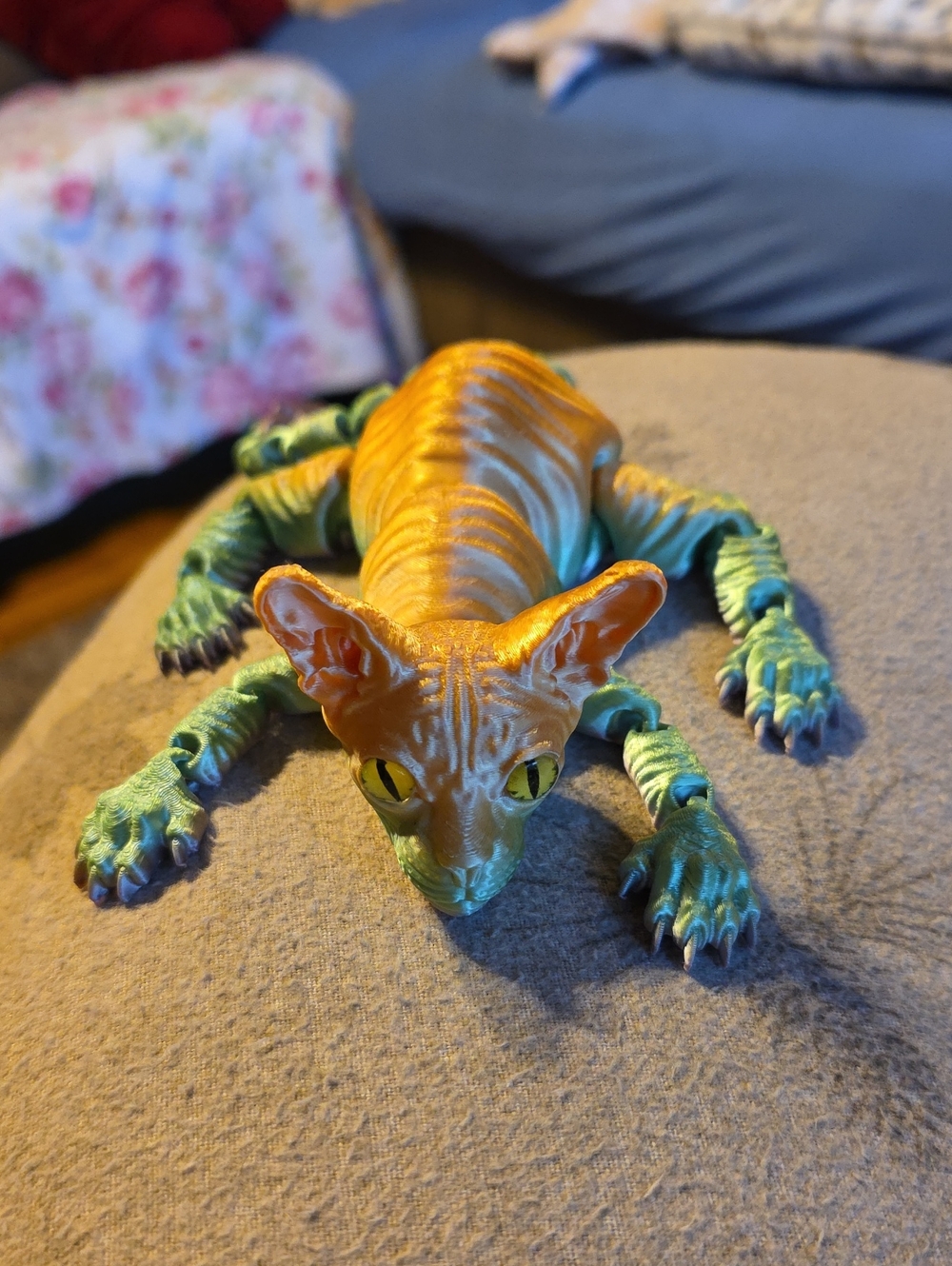 Striped Orange and Green Cat Figurine